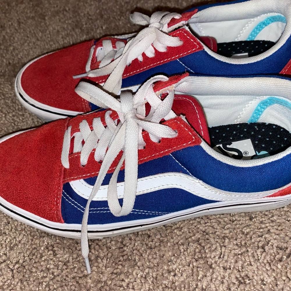 red and blue vans